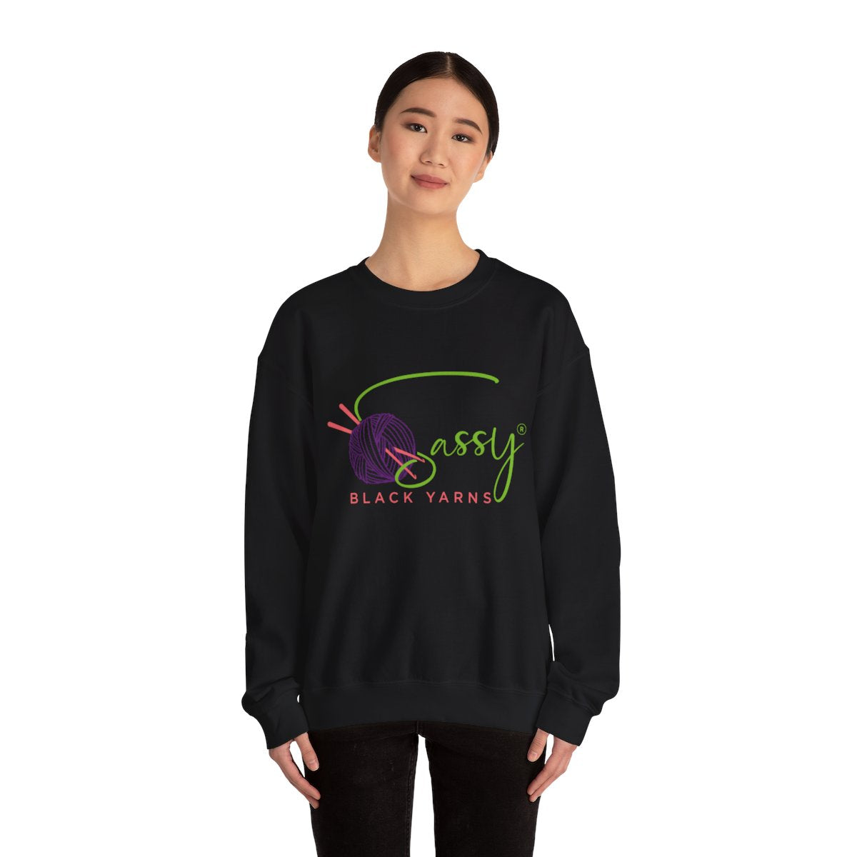 Sassy Black Yarns Crewneck Sweatshirt - Perfect for Yarn Lovers & Creative Crafters